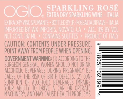 Ogio Sparkling Rose Wine Perspective: back