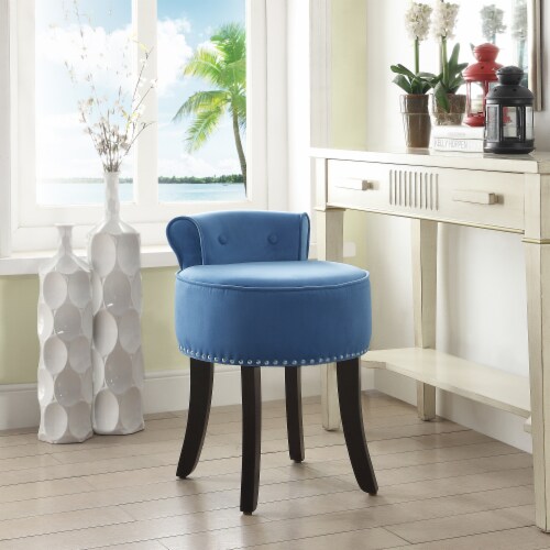 Blue velvet vanity stool sales