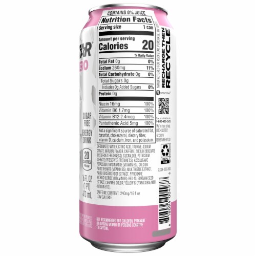 Rockstar® Pure Zero Sugar Free Watermelon Kiwi Energy Drink Can Perspective: back