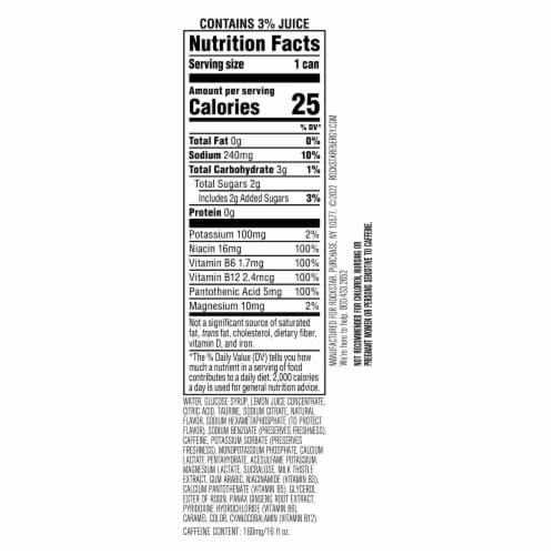 Rockstar Recovery Lemonade Energy Drink Perspective: back
