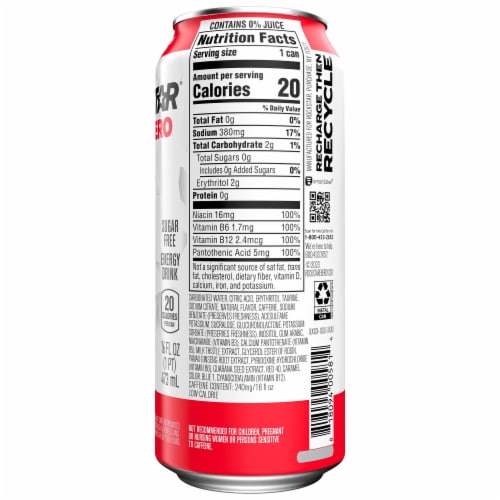 Rockstar® Pure Zero Fruit Punch Energy Drink Can Perspective: back