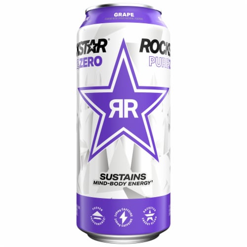 Rockstar Pure Zero Energy Drink, Zero Sugar, Grape Perspective: back