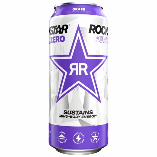 Rockstar Pure Zero Energy Drink, Zero Sugar, Grape Perspective: back