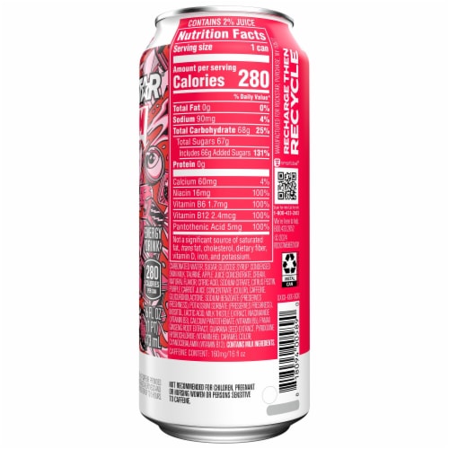 Rockstar Boom Energy Drink Whipped Strawberry Naturally & Artificially Flavored Perspective: back