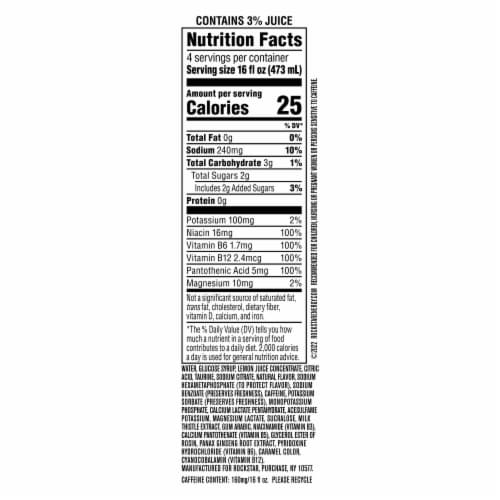 Rockstar® Recovery Lemonade Energy Drink Multipack Cans Perspective: back