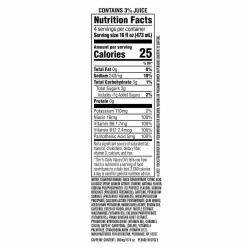 Rockstar® Recovery Orange Energy Drink Multipack Cans Perspective: back