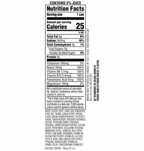 Rockstar Recovery Mango Lemonade Energy Drink Perspective: back