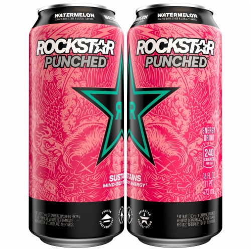 Rockstar Punched Watermelon Energy Drink Perspective: back