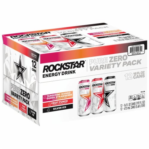 Rockstar Pure Zero Energy Drink Variety Pack Perspective: back