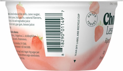 Chobani® Monterey Strawberry Less Sugar Low Fat Greek Yogurt Cup Perspective: back