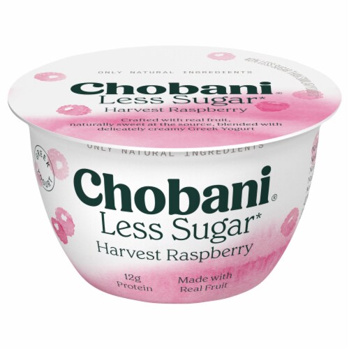 Chobani Less Sugar Low-Fat Willamette Raspberry Greek Yogurt 5.3oz Perspective: back