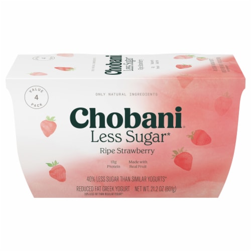 Chobani Less Sugar Low-Fat Monterey Strawberry Greek Yogurt Perspective: back