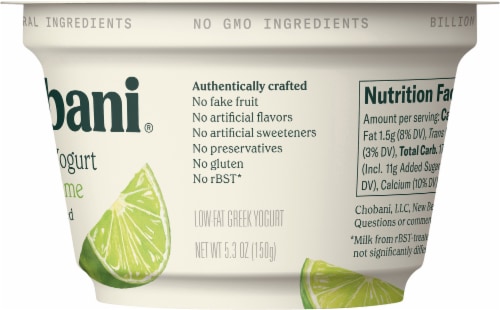Chobani® Key Lime Low Fat Greek Yogurt Cup Perspective: back