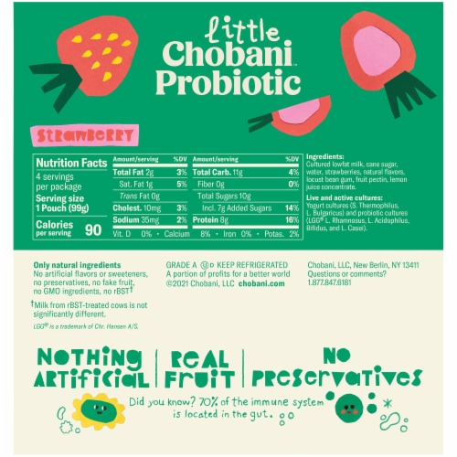 Little Chobani Probiotic Strawberry Kids' Yogurt Pouches Perspective: back