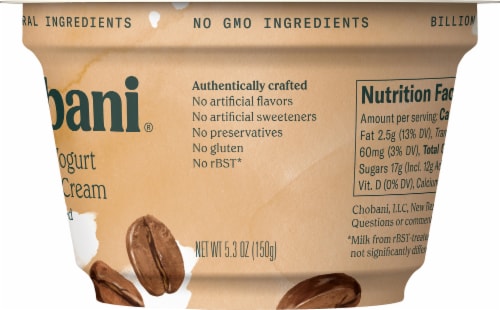 Chobani® Whole Milk Coffee & Cream Greek Yogurt Cup Perspective: back