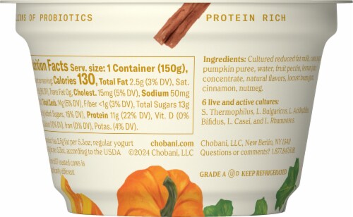 Chobani® Limited Batch Pumpkin Spice Lowfat Greek Yogurt Cup Perspective: back