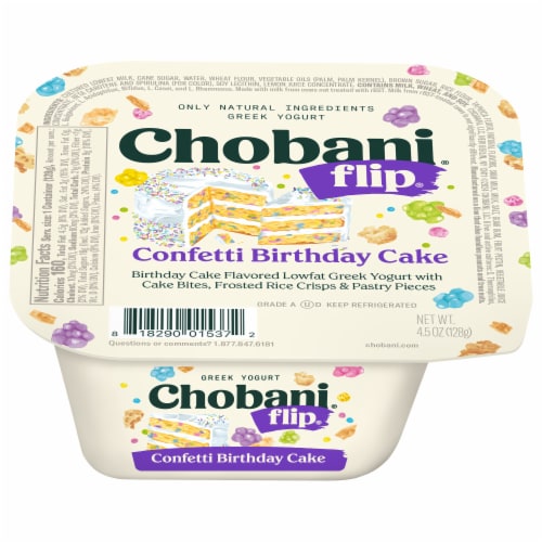 Chobani Flip Greek Confetti Birthday Cake Yogurt 4.5 oz Perspective: back