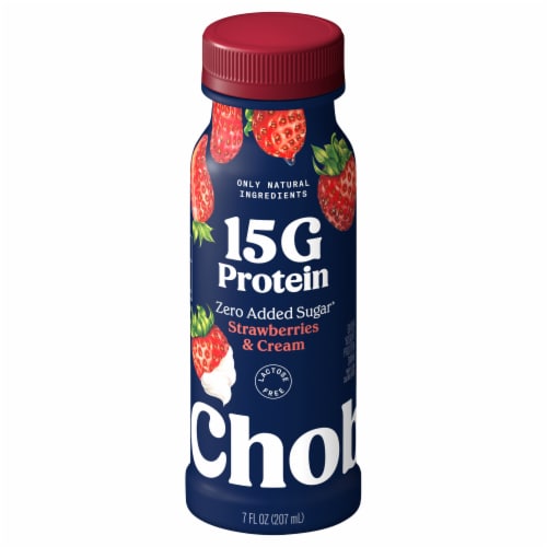 Chobani® 15G Protein Strawberries & Cream Zero Added Sugar Yogurt Drink Perspective: back