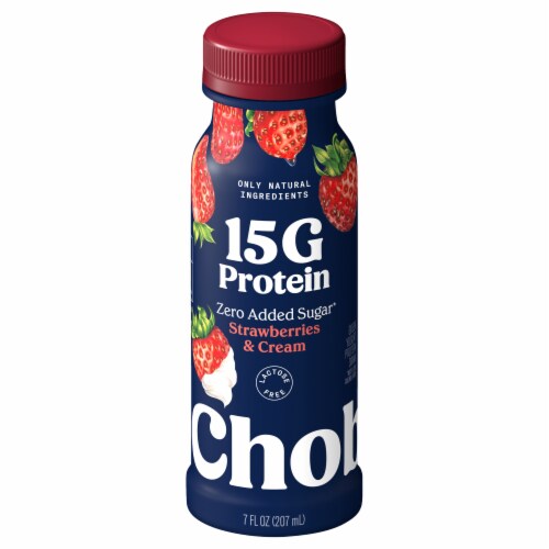 Chobani Zero Added Sugar Greek Yogurt Strawberries & Cream Protein Drink 7 fl oz Perspective: back