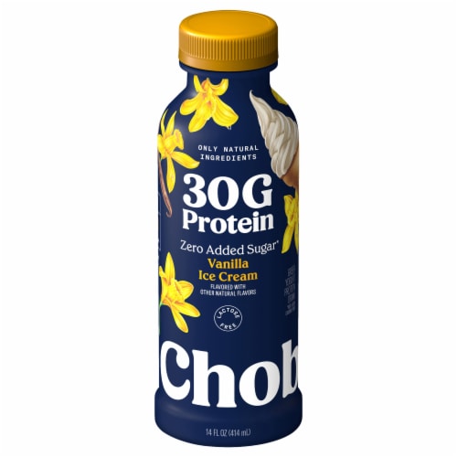 Chobani Zero Added Sugar Greek Yogurt Vanilla Ice Cream Protein Drink 14 fl oz Perspective: back