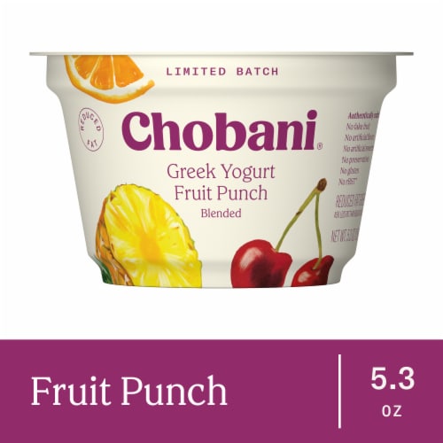 Chobani Reduced Fat Greek Blended Fruit Punch Yogurt 5.3 oz Perspective: back