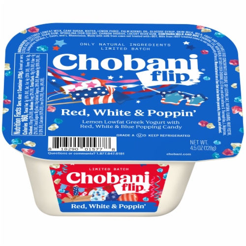 Chobani® Flip® Lowfat Greek Yogurt Limited Batch Red, White & Poppin' Perspective: back