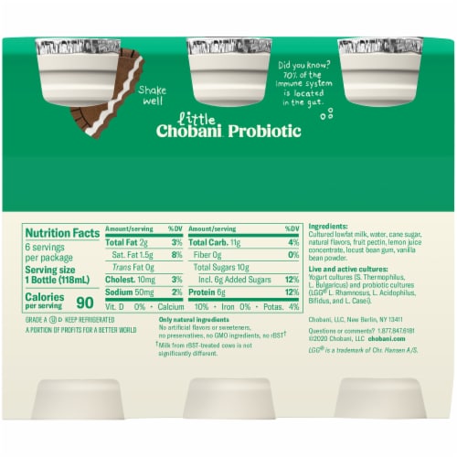 Little Chobani™ Probiotic Cookies & Cream Lowfat Yogurt Drinks Perspective: back