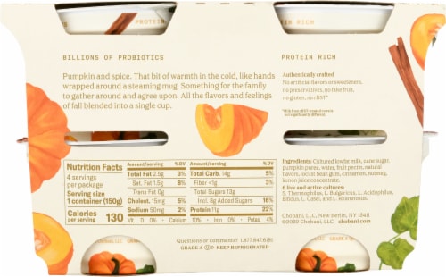 Chobani® Limited Batch Pumpkin Spice Blended Low-Fat Greek Yogurt Perspective: back