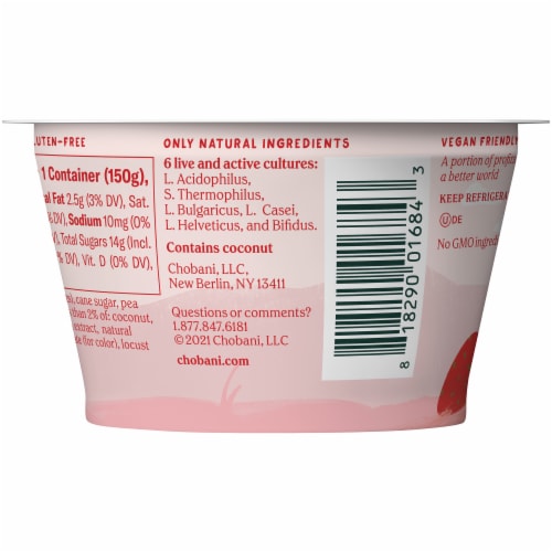 Chobani Oat-Based Strawberry Vanilla Oat Milk Yogurt Perspective: back