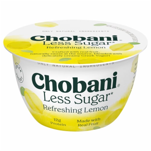 Chobani Less Sugar Low-Fat Fino Lemon Greek Yogurt 5.3oz Perspective: back