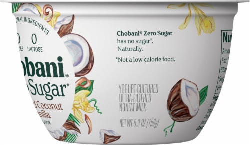 Chobani® Zero Sugar Toasted Coconut Vanilla Greek Yogurt Perspective: back