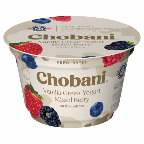 Chobani® Vanilla with Mixed Berry on the Bottom Low Fat Greek Yogurt Cup Perspective: back