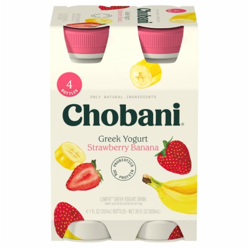 Chobani Lowfat Strawberry Banana Greek Yogurt Drinks Perspective: back