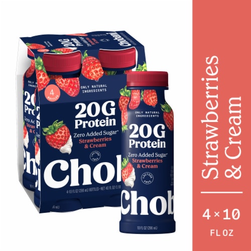 Chobani® 20g Protein Lowfat Greek Yogurt Drink Strawberries & Cream 10 fl oz 4PK Perspective: back