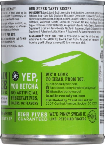 I and Love and You® Lambarama® Stew Wet Dog Food Perspective: back