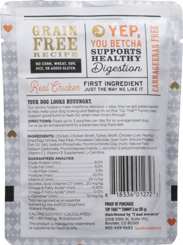 I and Love and You Top That Tummy Chicken Recipe in Gravy Meal Enhancer for Dogs Perspective: back