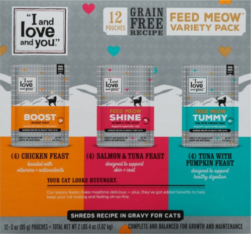 I and Love and You Feed Meow™ Grain Free Wet Cat Food Pouch Variety Pack Perspective: back