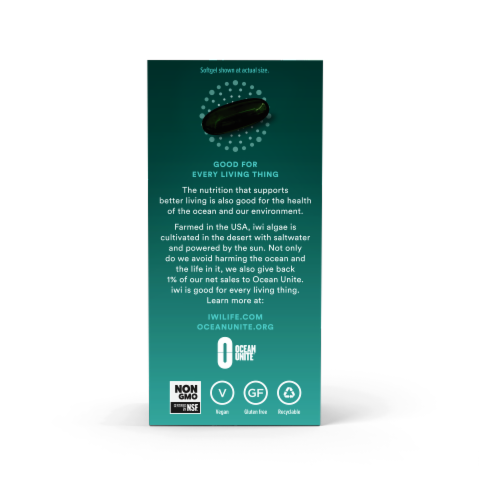 iwi Omega-3 + Zinc Copper and Lutein Eye Health Softgels Perspective: back