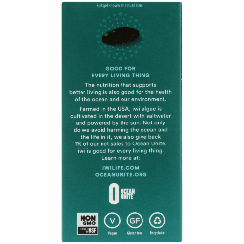 iWi Algae-Based Cholesterol Omega-3 Supplement Perspective: back