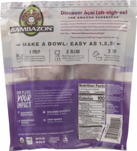 Sambazon® Organic Original Acai Blend Superfruit Pack Perspective: back