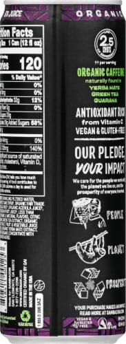 Sambazon Amazon Energy® Jungle Love Acai Berry Passion Fruit Energy Drink Can Perspective: back