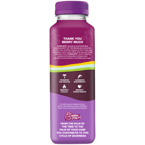 Sambazon® Organic Original Acai Superfruit Juice Bottle Perspective: back