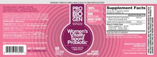 Probiogen® Women's Vitality Spore Probiotic Vegetarian Capsules Perspective: back