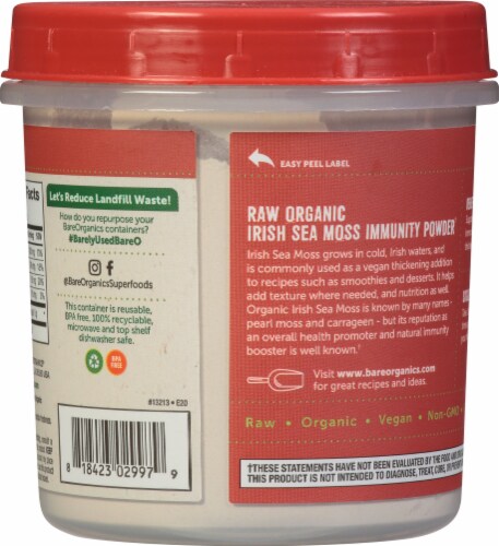 BareOrganics® Gluten Free Raw Irish Moss Powder Perspective: back