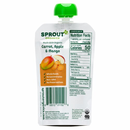 Sprout® Organic Carrot Apple Mango Stage 2 Baby Food Perspective: back