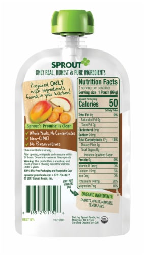 Sprout Organic Carrot Apple Mango Stage 2 Baby Food Perspective: back