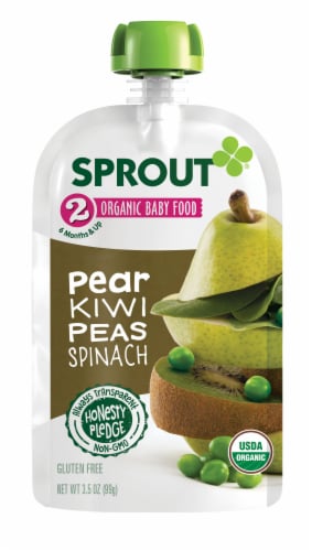 Sprout Pear Kiwi Peas Spinach Stage 2 Organic Baby Food Perspective: back