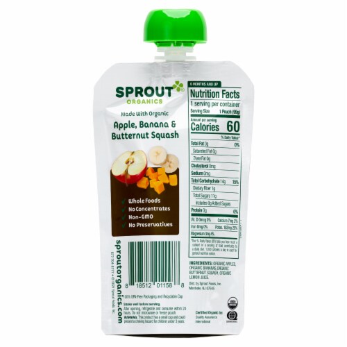 Sprout Apple Banana Butternut Squash Stage 2 Organic Baby Food Perspective: back