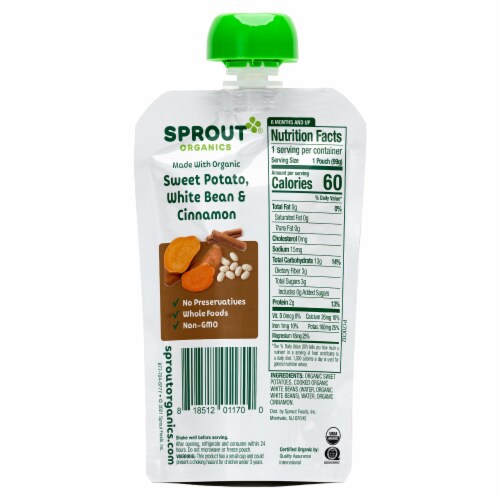 Sprout® Sweet Potato White Beans With Cinnamon Stage 2 Organic Baby Food Perspective: back