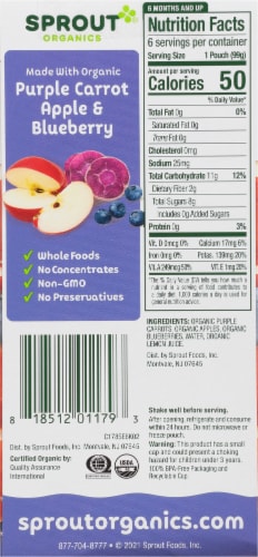 Sprout Organic Purple Carrot Apple Blueberry Stage 2 Baby Food Perspective: back
